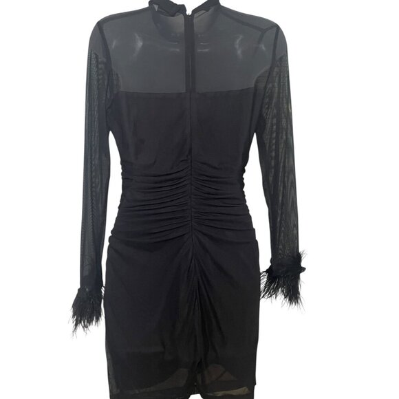 Amanda Uprichard Black Sheer Mesh Vixen Mini Dress Size Large - Picture 2 of 6